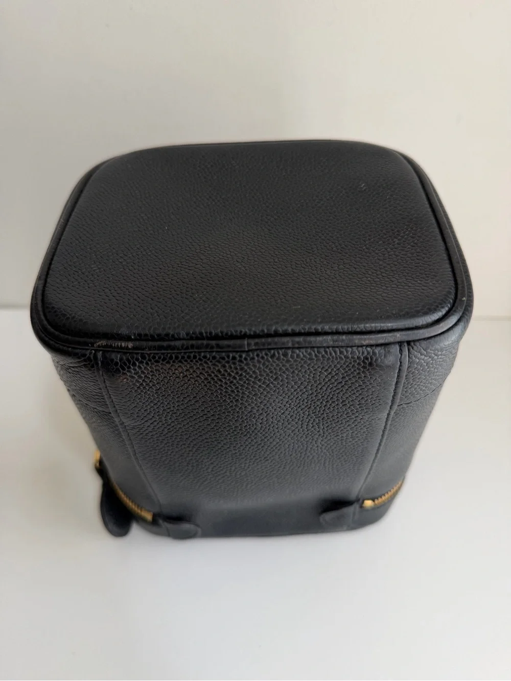 CHANEL Black Caviar Leather Vanity Case with Gold Hardware